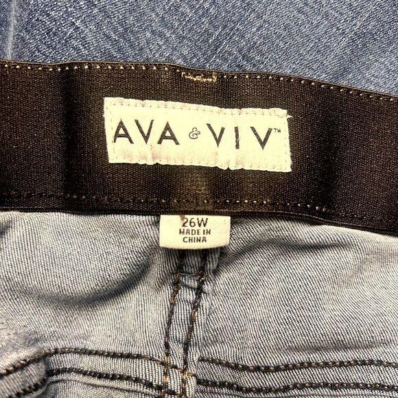 Ava & Viv Jeans Womens 26W Plus Blue Denim Dark Wash Skinny Leg Cropped Retro - Picture 6 of 9